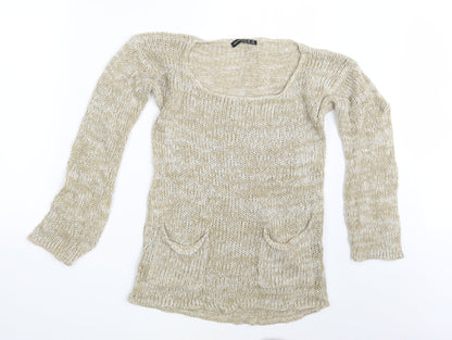 Womens UK Size 8 Atmosphere Beige Pullover Jumper