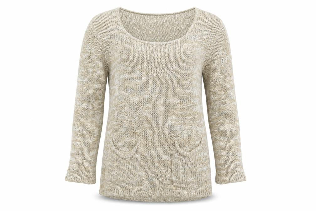 Front view of Atmosphere women’s beige jumper, size UK 8