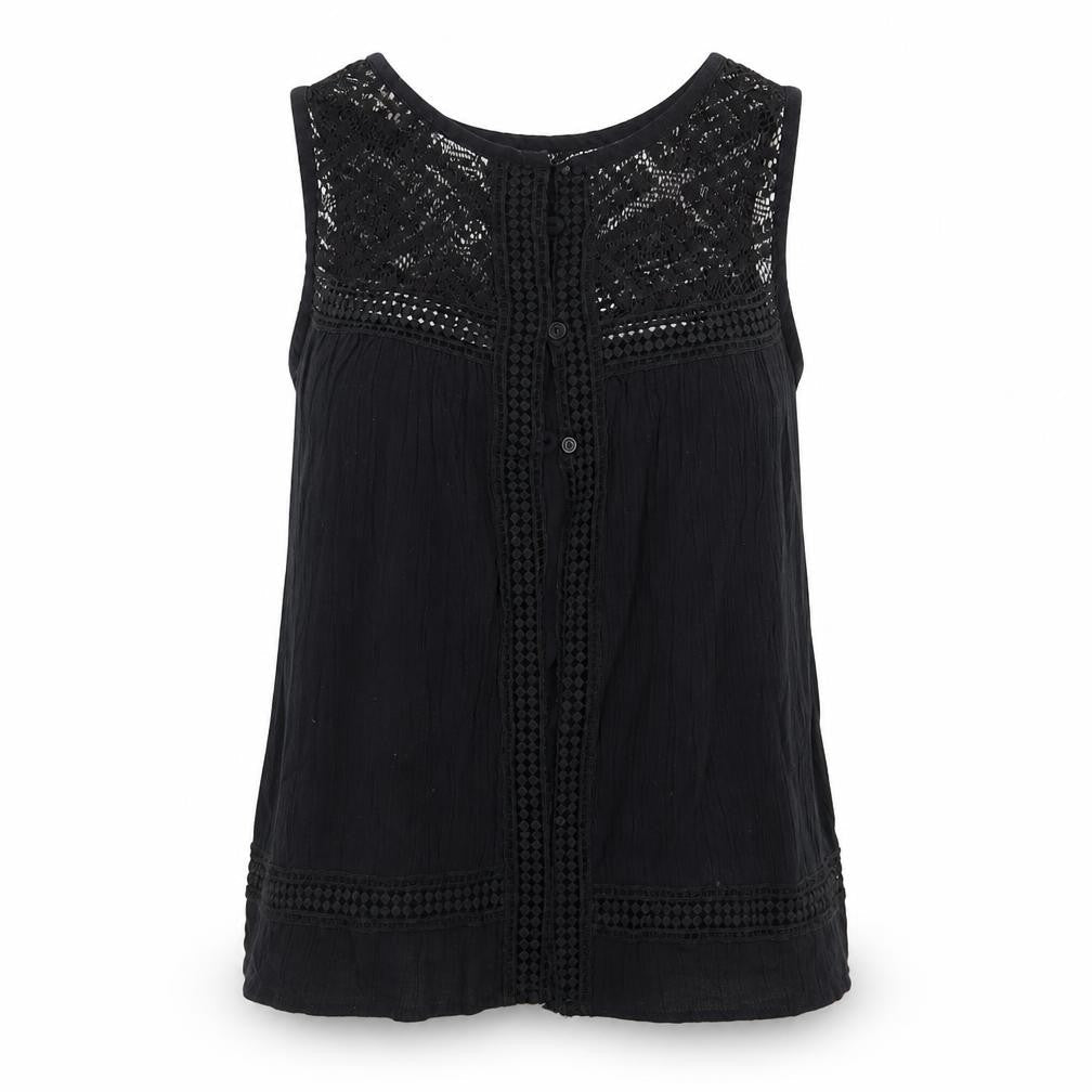 Womens UK Size 8 Ribbon Black Basic Button-Up