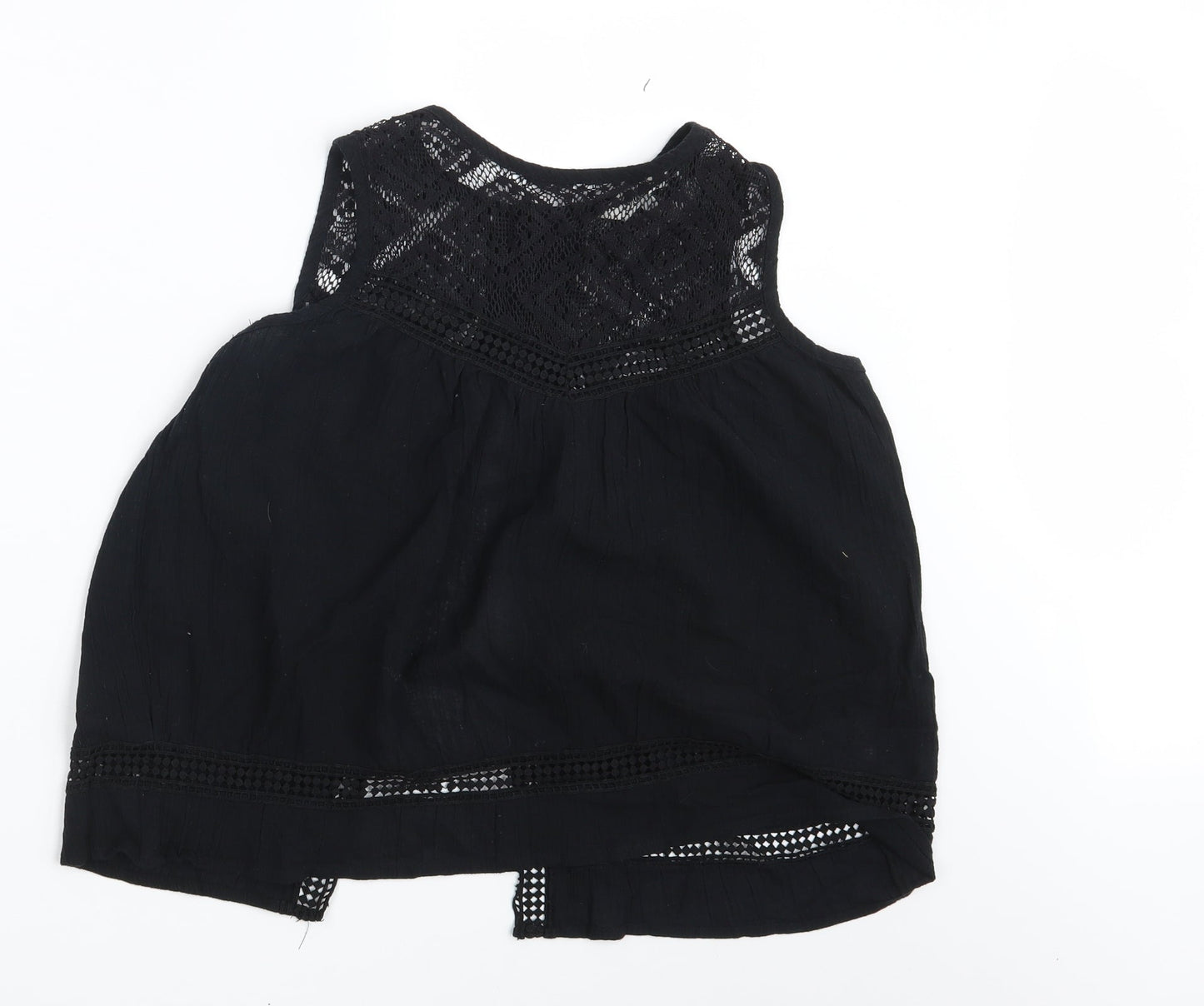 Womens UK Size 8 Ribbon Black Basic Button-Up