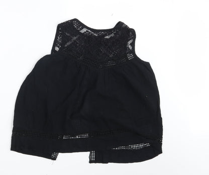 Womens UK Size 8 Ribbon Black Basic Button-Up