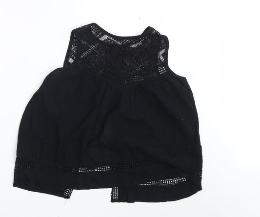 Womens UK Size 8 Ribbon Black Basic Button-Up