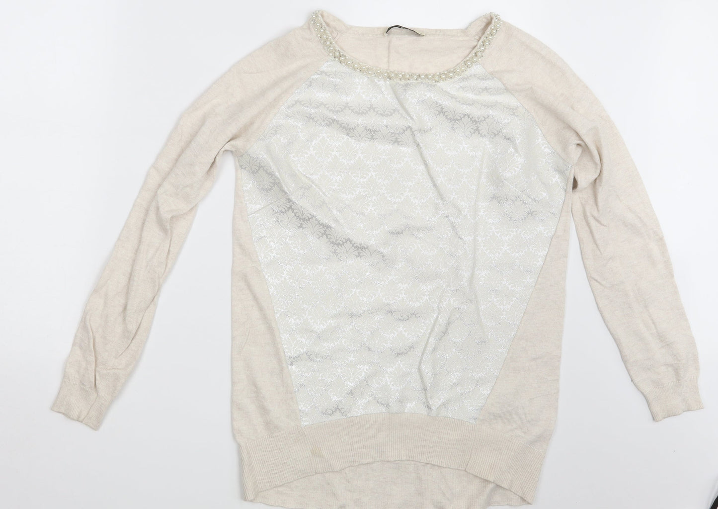 Womens UK Size S Oasis Beige Pullover Jumper