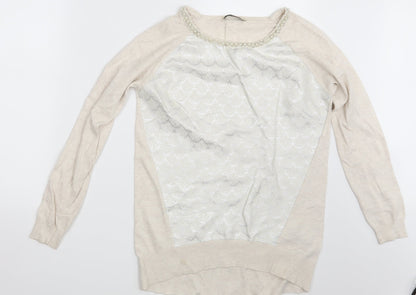 Womens UK Size S Oasis Beige Pullover Jumper