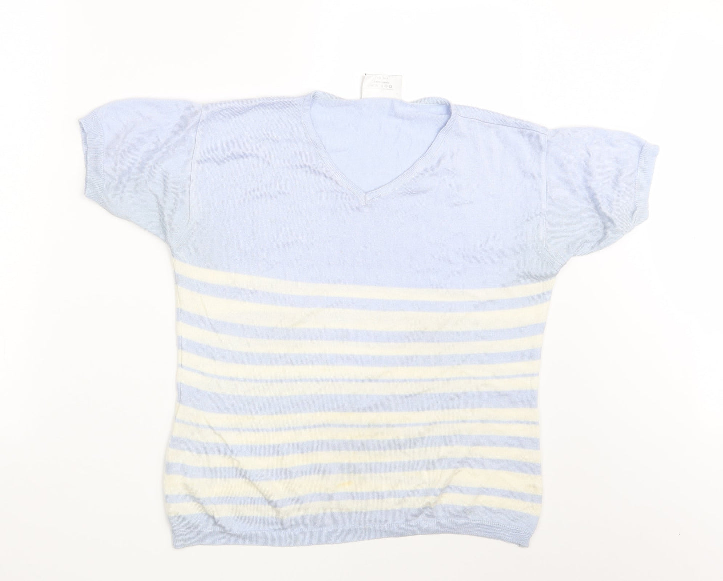 Sara Woman Womens Blue Striped  Pullover Sweatshirt Size 14