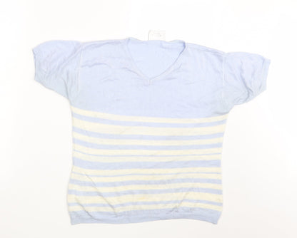 Sara Woman Womens Blue Striped  Pullover Sweatshirt Size 14