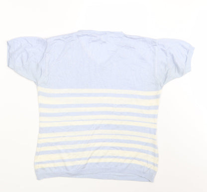 Sara Woman Womens Blue Striped  Pullover Sweatshirt Size 14