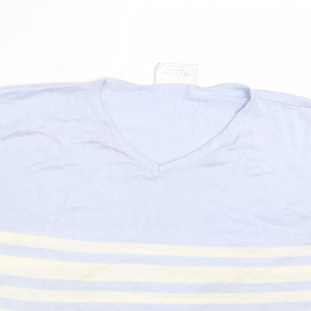 Sara Woman Womens Blue Striped  Pullover Sweatshirt Size 14