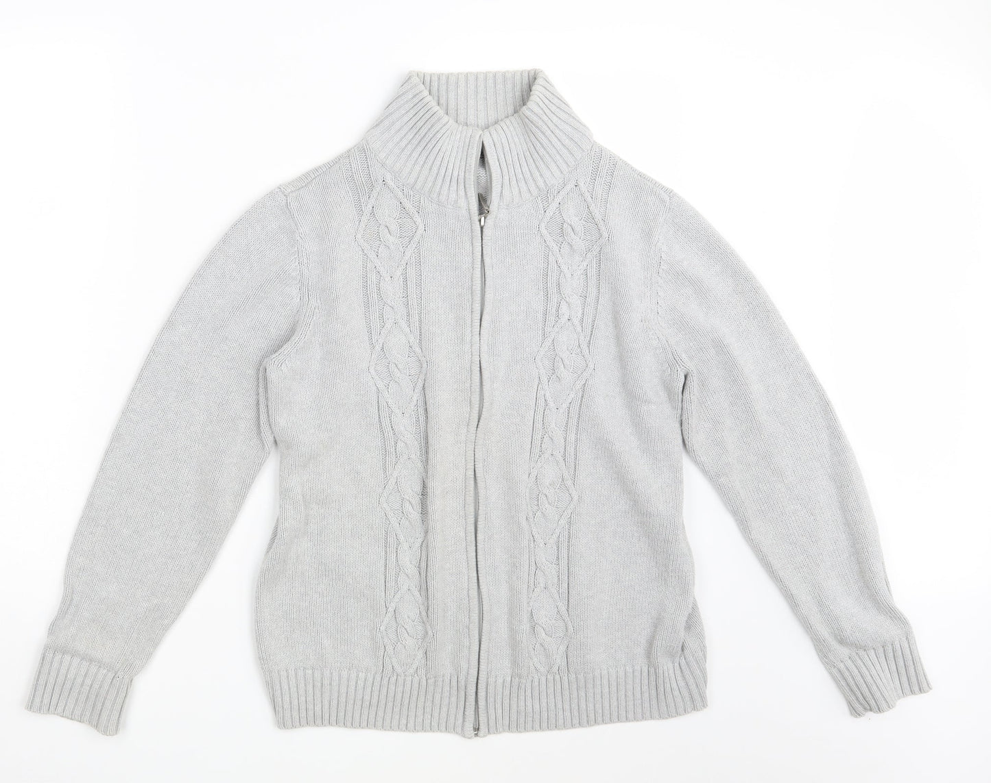 BM Mens Grey  Knit Full Zip Jumper Size M