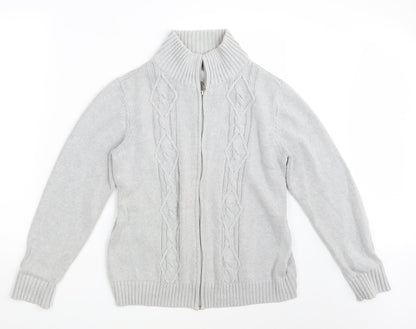 BM Mens Grey  Knit Full Zip Jumper Size M