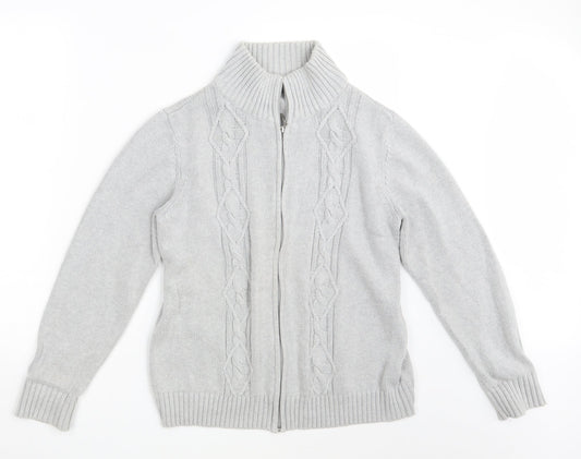 BM Mens Grey  Knit Full Zip Jumper Size M