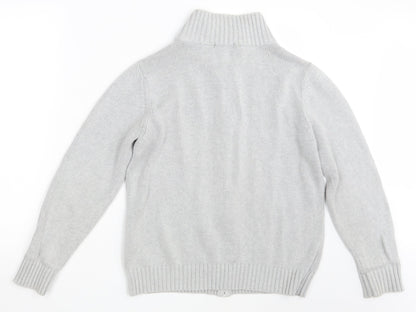 BM Mens Grey  Knit Full Zip Jumper Size M