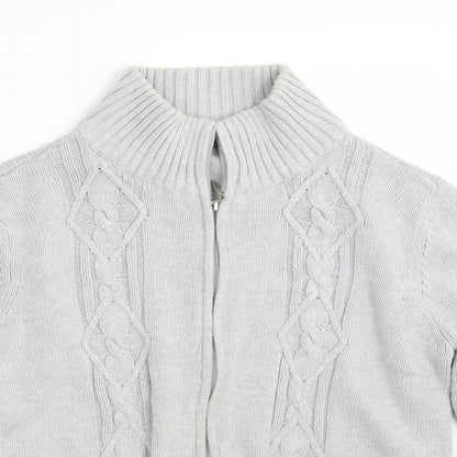 BM Mens Grey  Knit Full Zip Jumper Size M