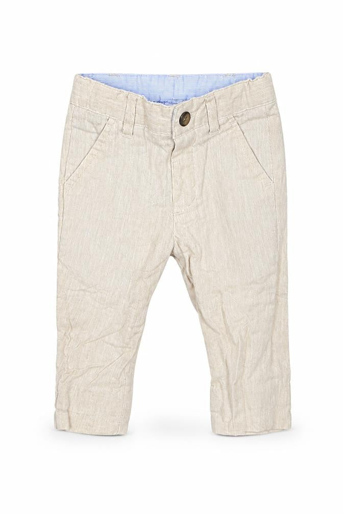 Front view of Marks & Spencer boys’ beige cargo trousers, size 3-6, months