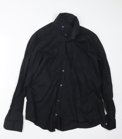 H&M Mens Black    Button-Up Size L