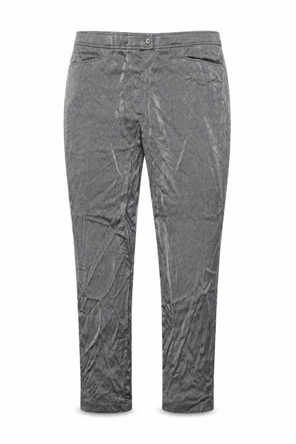Front view of Preworn women’s silver trousers, size UK 36, in, 30-inch leg