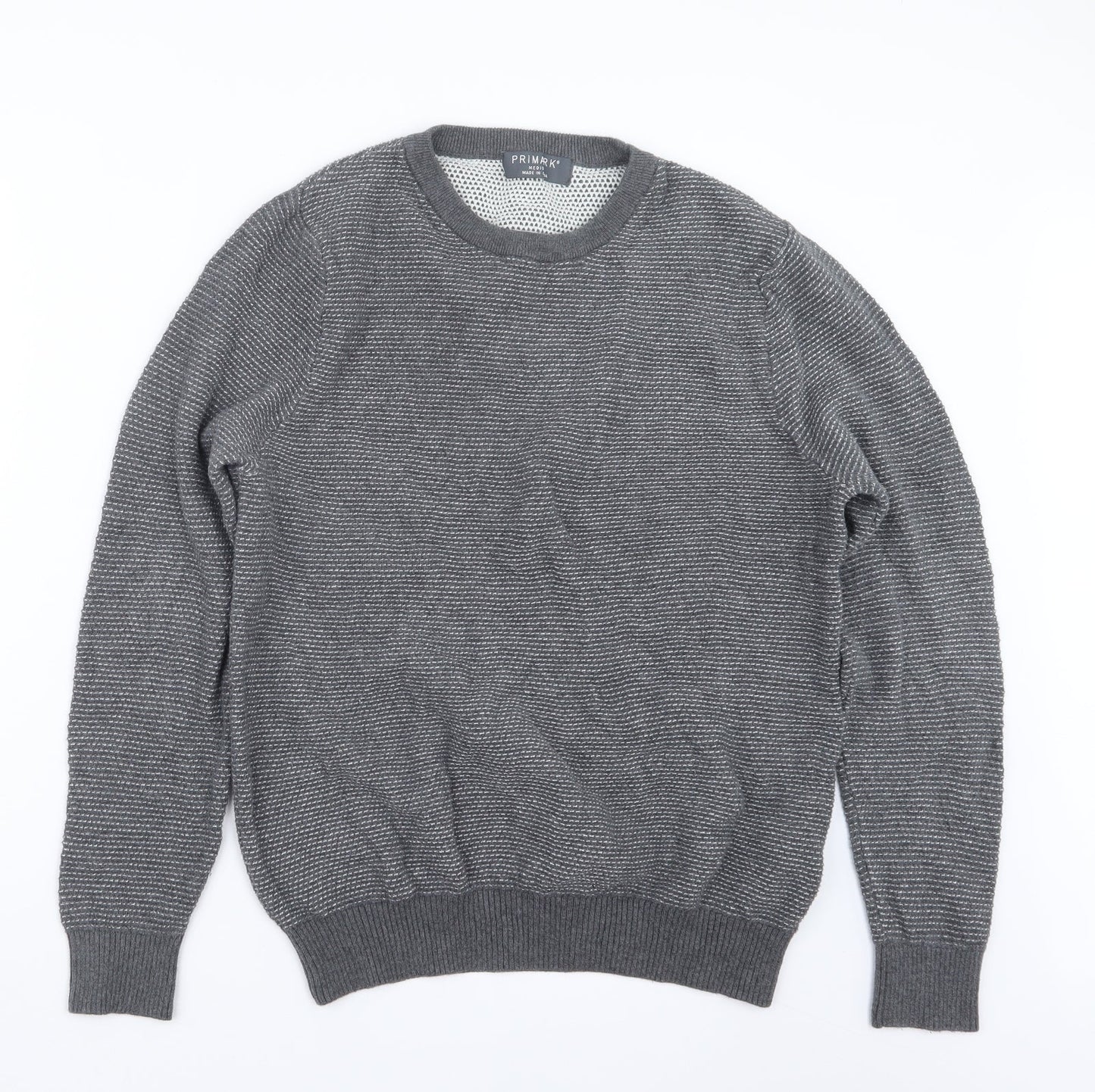 Primark Mens Grey  Knit Pullover Jumper Size M