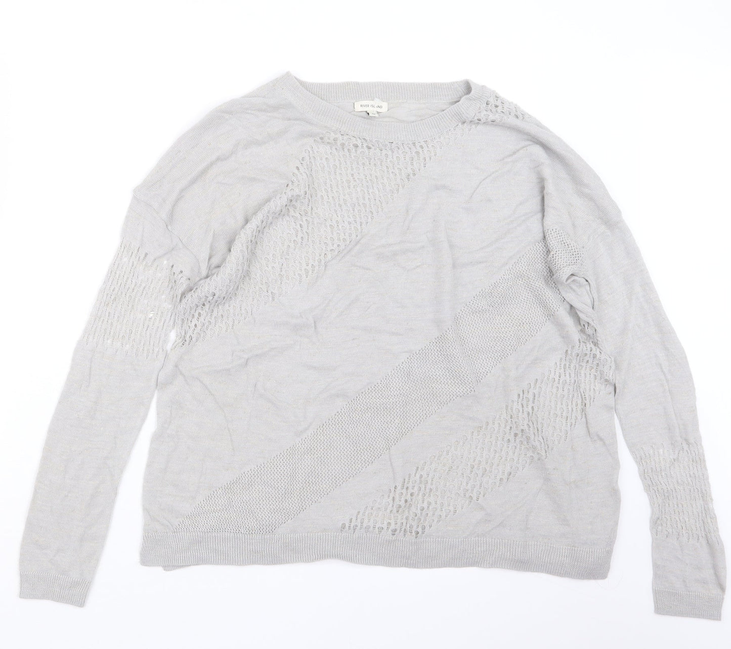 Womens UK Size 10 River Island Grey Pullover Jumper