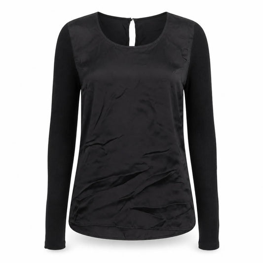 Front view of Clockhouse women’s black basic blouse, size UK 8