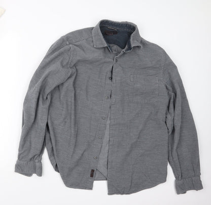 Mens UK Size M Black Brown 1826 Grey  Button-Up Long Sleeve Casual Shirt
