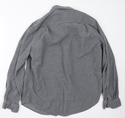 Mens UK Size M Black Brown 1826 Grey  Button-Up Long Sleeve Casual Shirt