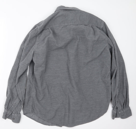 Mens UK Size M Black Brown 1826 Grey  Button-Up Long Sleeve Casual Shirt