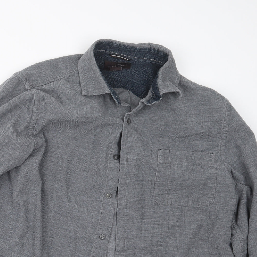 Mens UK Size M Black Brown 1826 Grey  Button-Up Long Sleeve Casual Shirt