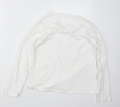 Back view of Sleep in women’s white geometric basic t-shirt, size UK 10