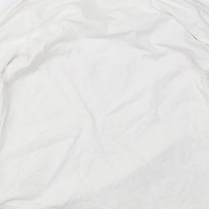Brand and care label for Sleep in women’s white geometric basic t-shirt, size UK 10