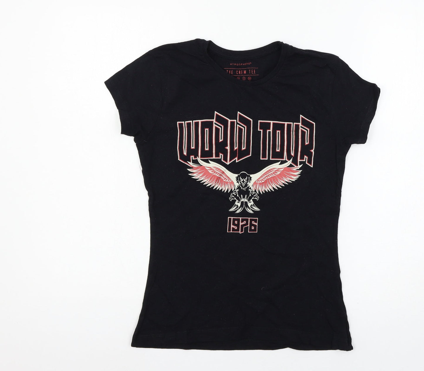 Womens UK Size 6 Atmosphere Black Basic T-Shirt