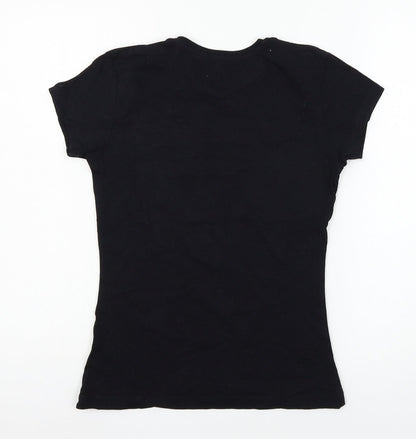 Womens UK Size 6 Atmosphere Black Basic T-Shirt