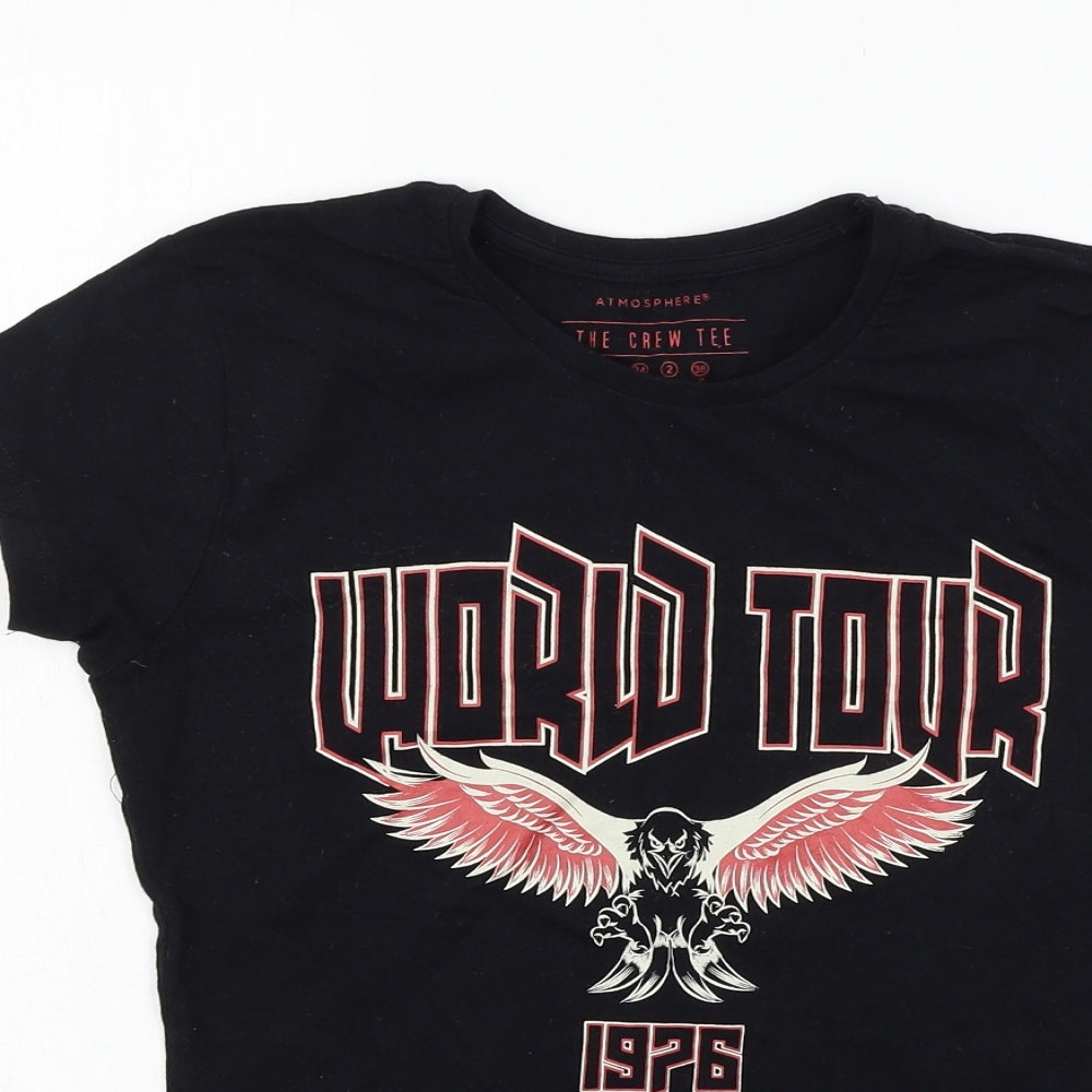 Womens UK Size 6 Atmosphere Black Basic T-Shirt