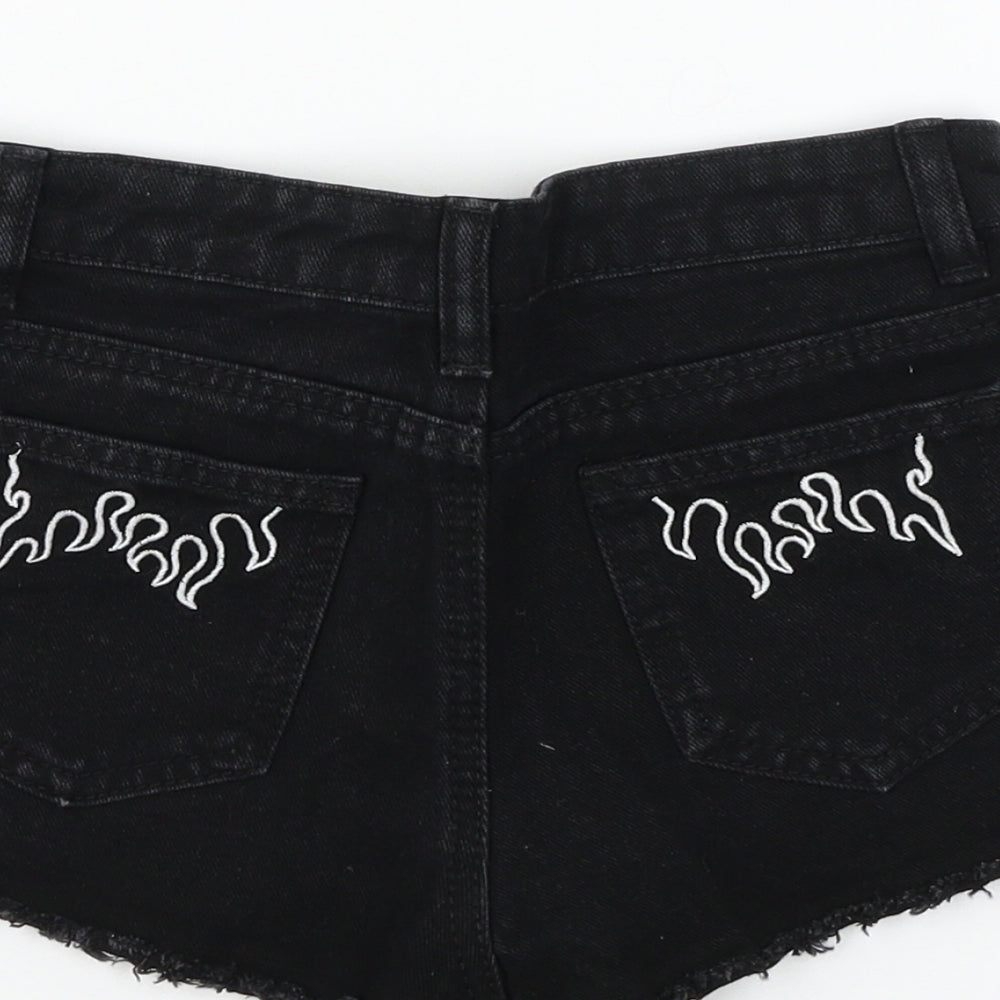 SheIn Girls Black  Denim Hot Pants Shorts Size 9 Years