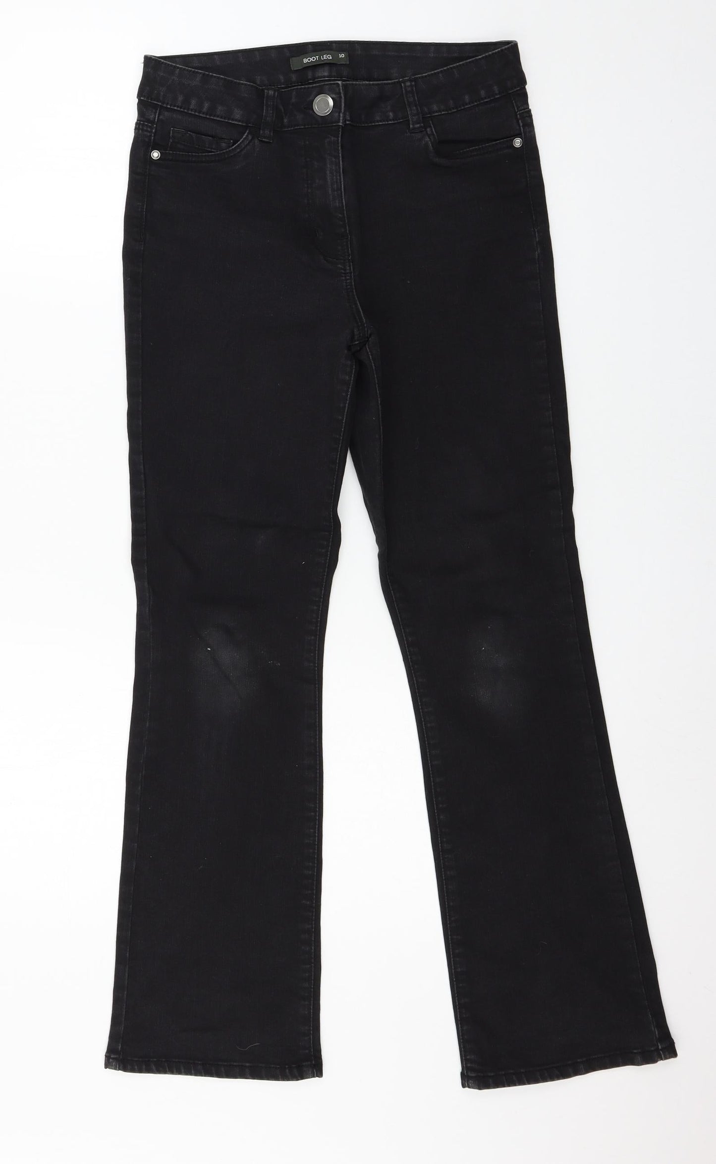 Womens UK Size 10 Preworn Regular Fit Straight Black Jeans