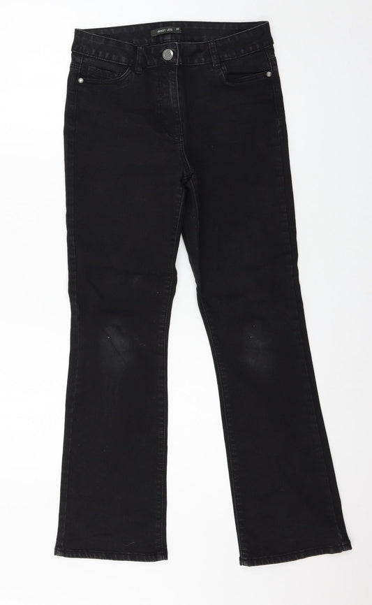 Womens UK Size 10 Preworn Regular Fit Straight Black Jeans
