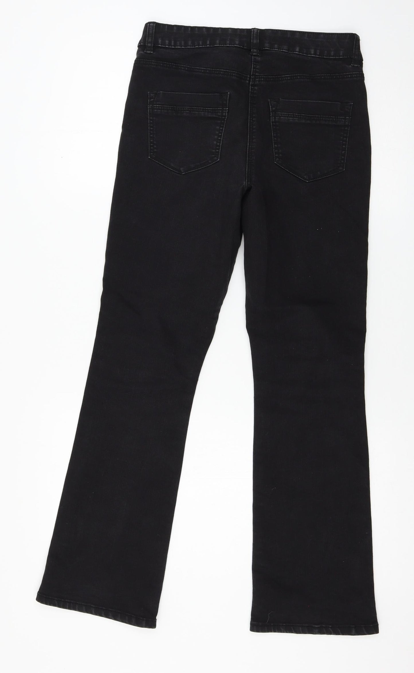 Womens UK Size 10 Preworn Regular Fit Straight Black Jeans