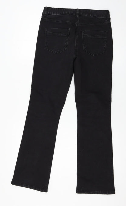 Womens UK Size 10 Preworn Regular Fit Straight Black Jeans