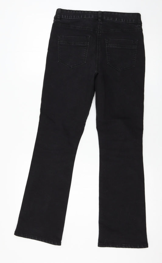 Womens UK Size 10 Preworn Regular Fit Straight Black Jeans