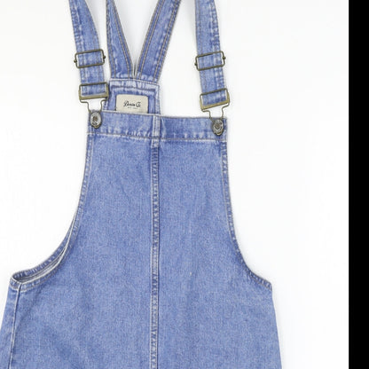Denim & Co. Womens Blue  Denim Pinafore/Dungaree Dress  Size 8