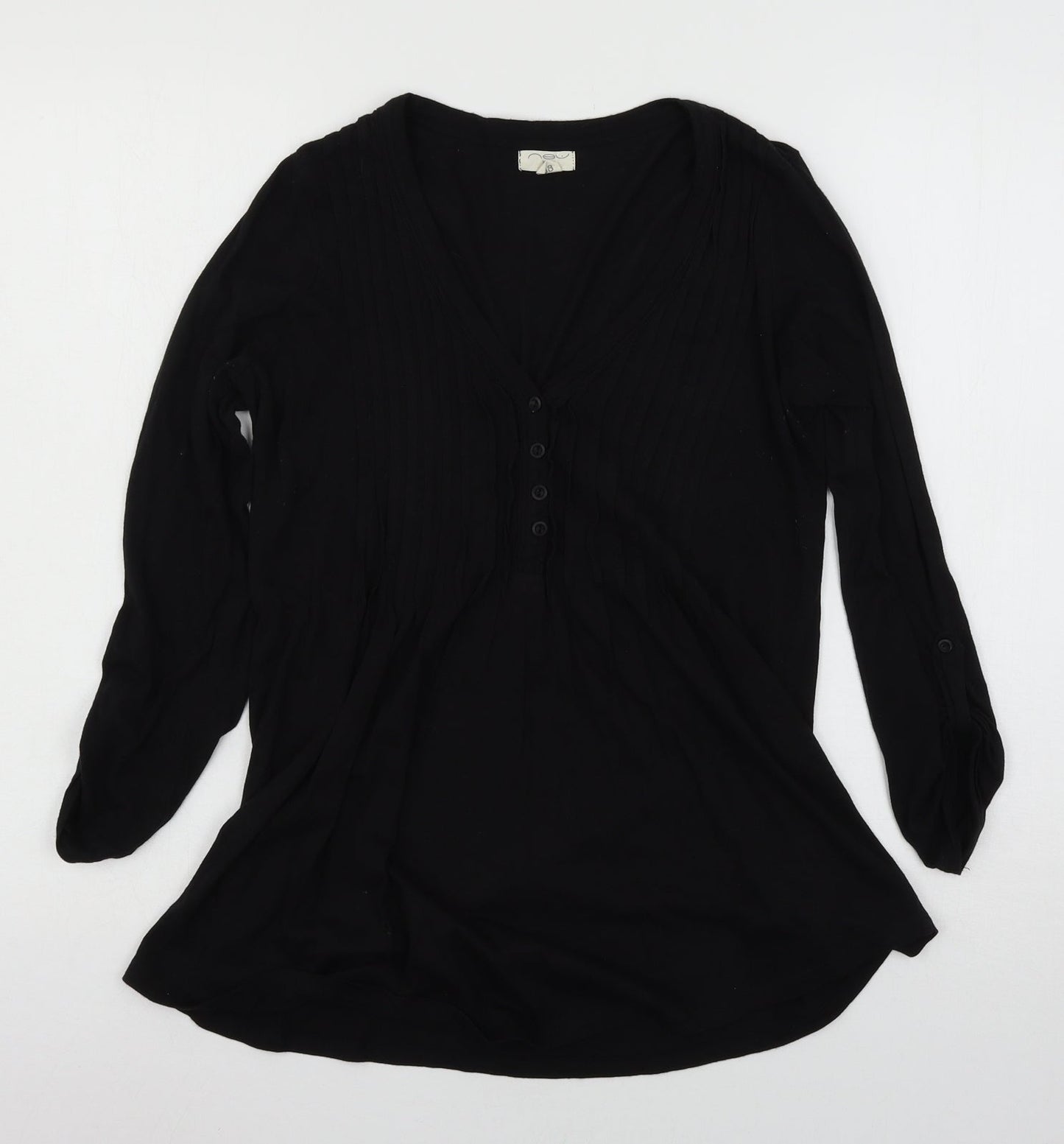 Womens UK Size 10 New Look Black Basic T-Shirt