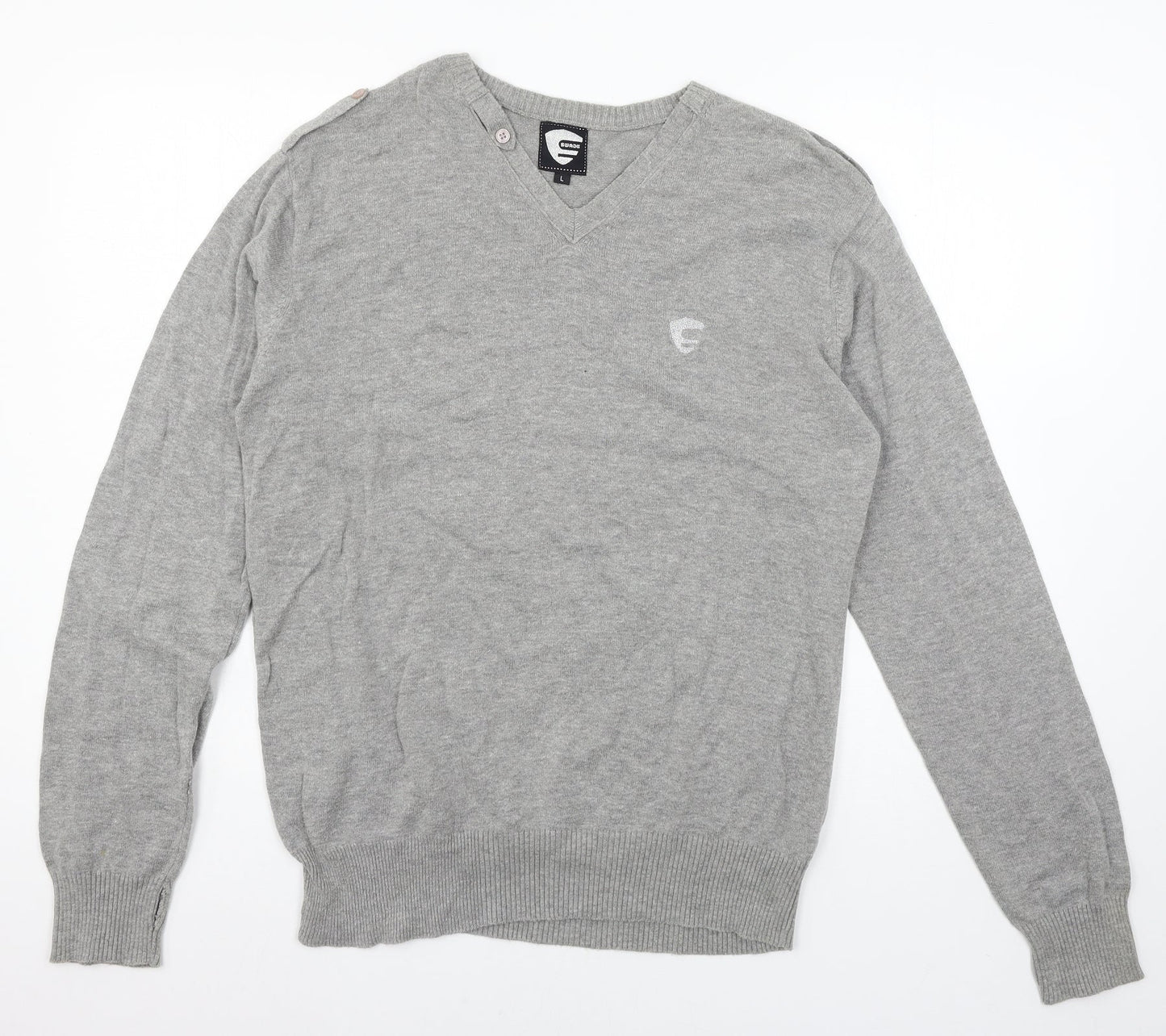 Swade Mens Grey  Knit Pullover Jumper Size L
