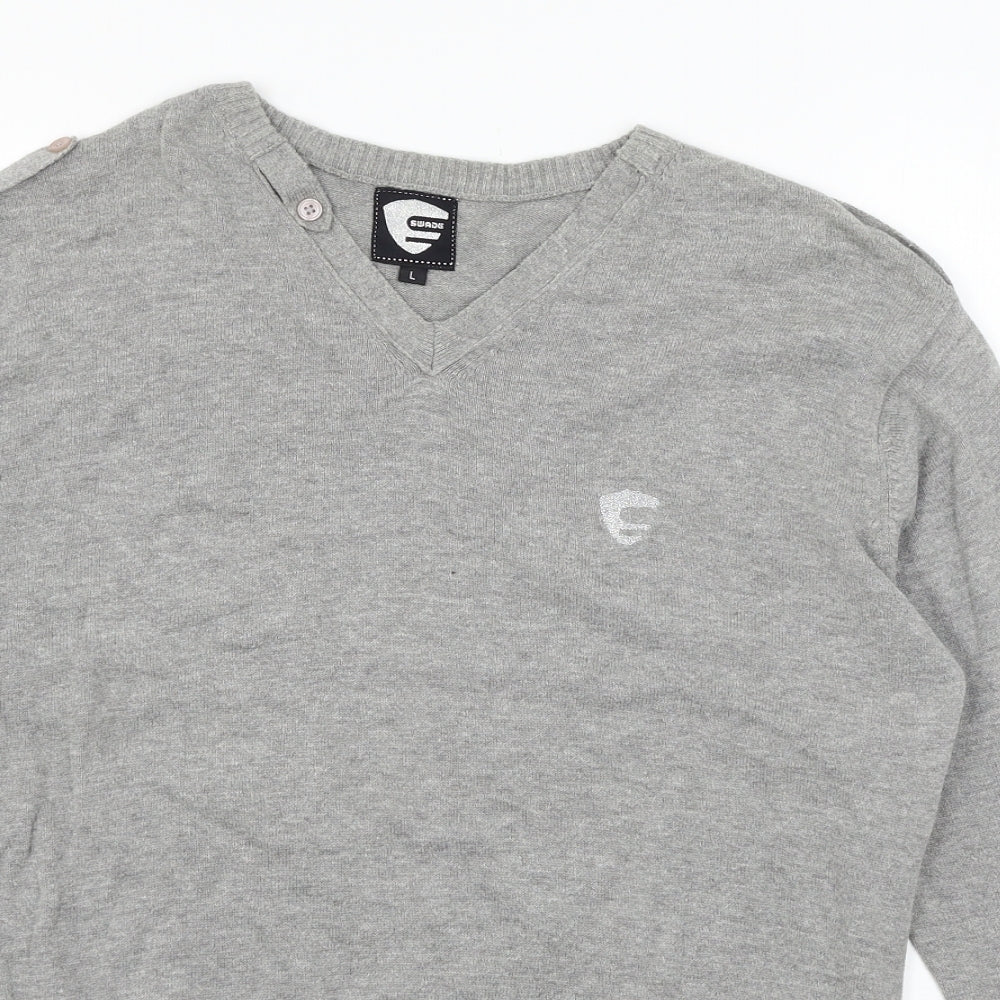 Swade Mens Grey  Knit Pullover Jumper Size L