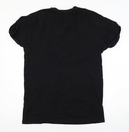 Topshop Mens Black  Jersey  T-Shirt Size L