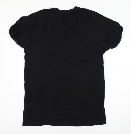 Topshop Mens Black  Jersey  T-Shirt Size L