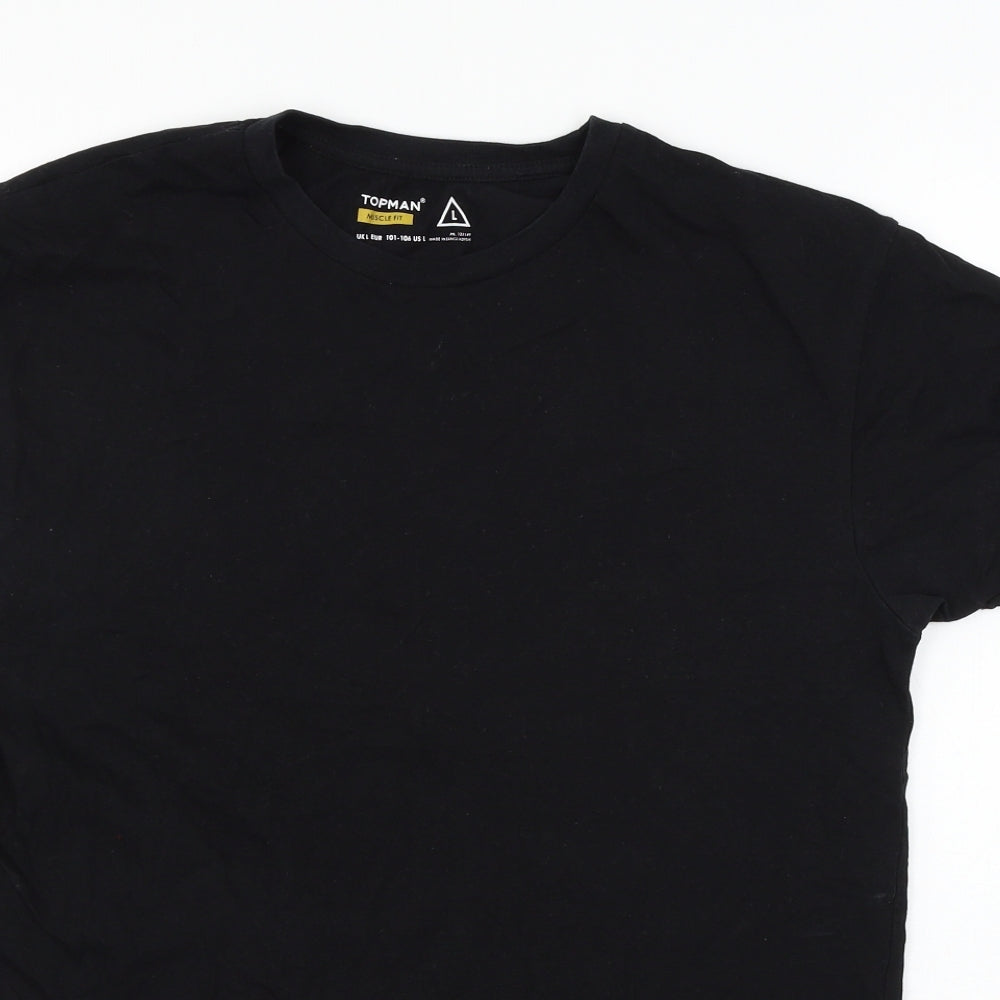 Topshop Mens Black  Jersey  T-Shirt Size L