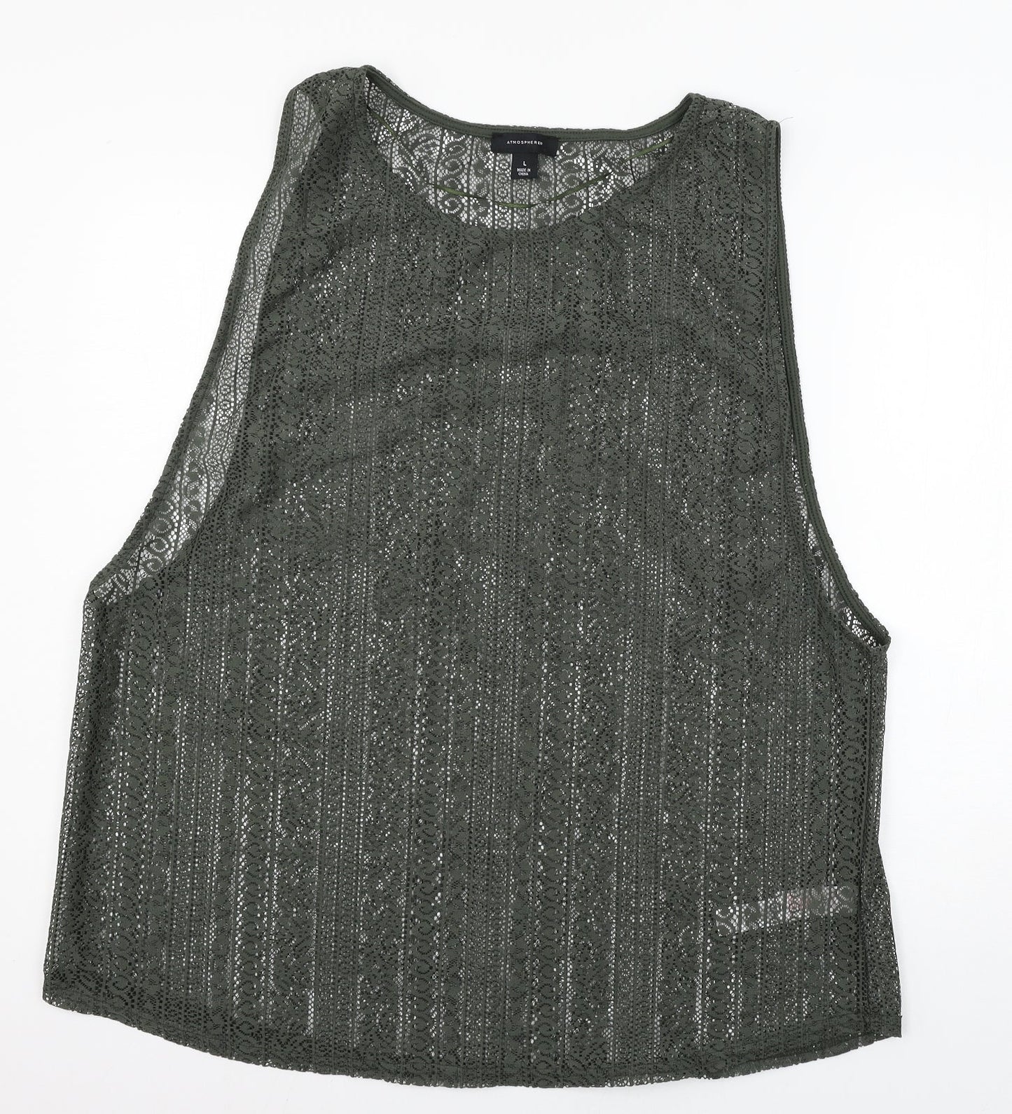 Womens UK Size L Atmosphere Green Basic Tank