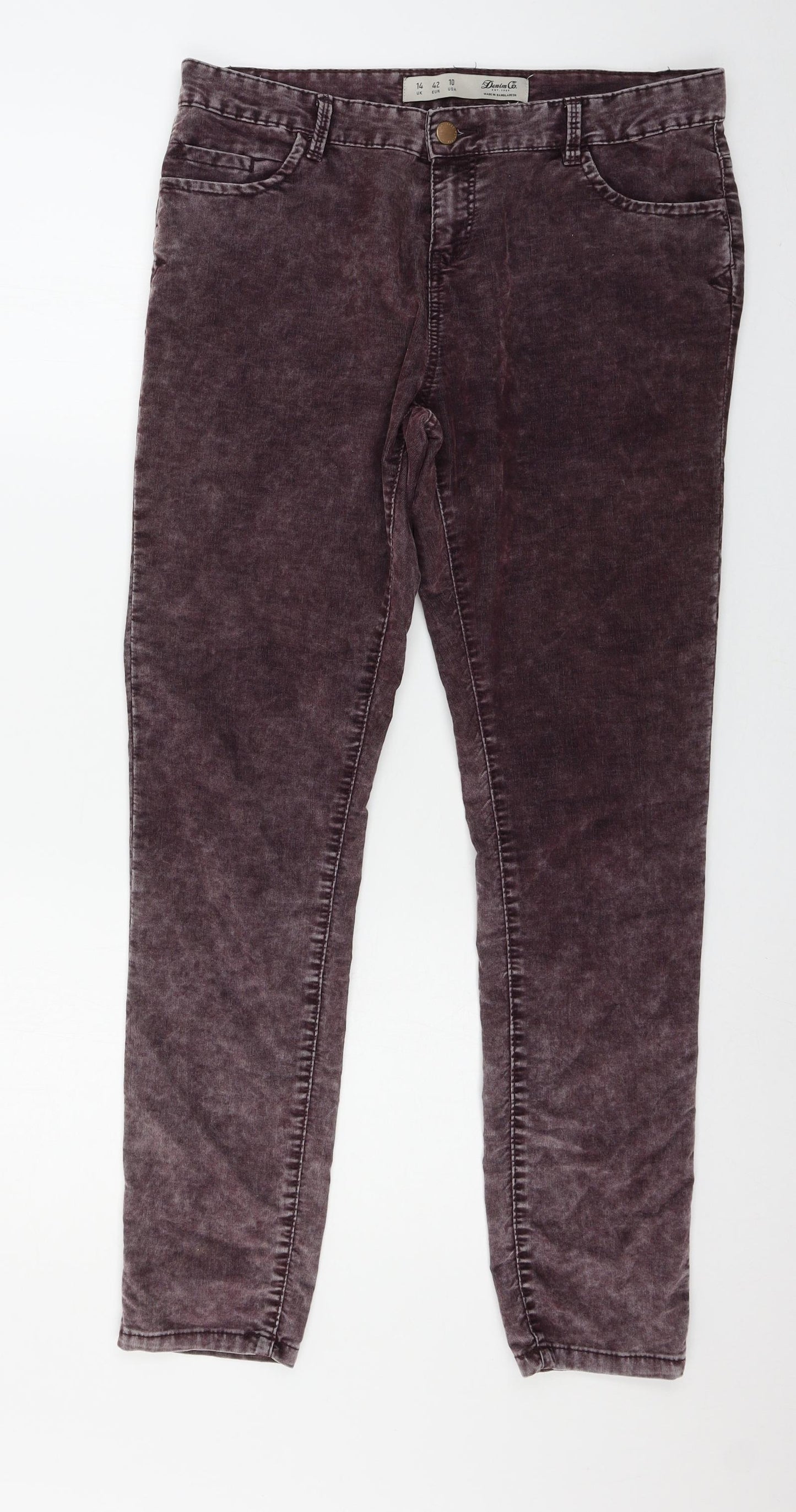 Denim & Co. Womens Purple  Denim Trousers  Size 14 L29 in