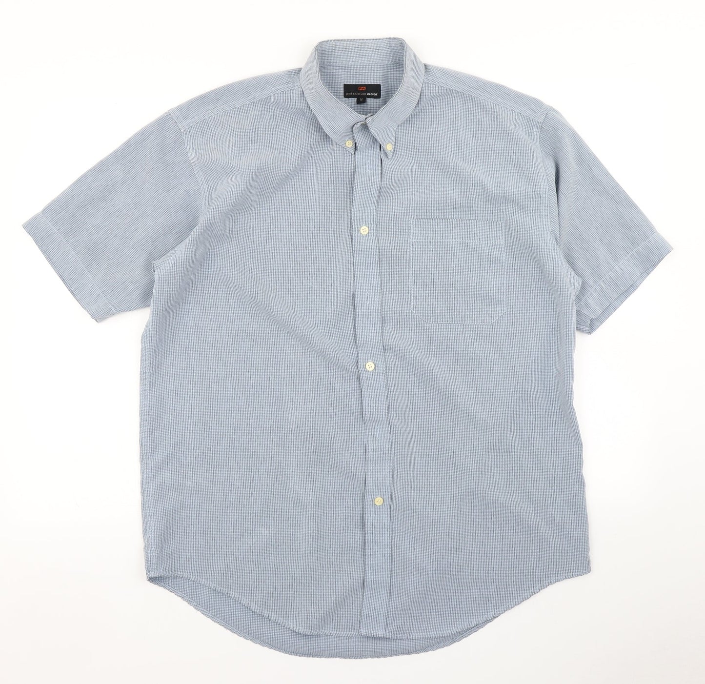 Mens UK Size M Petroleum Wear Blue  Button-Up Short Sleeve Casual Shirt