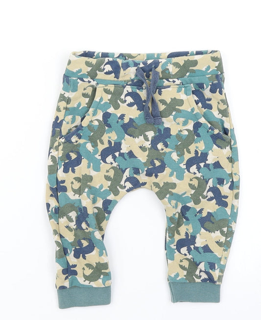 TU Boys Green Camouflage  Jogger Trousers Size 6-9 Months  - Dragon print