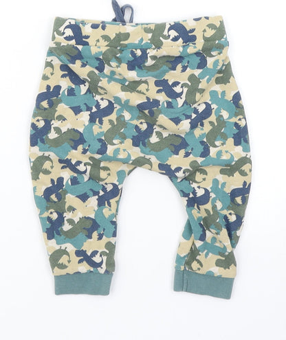 TU Boys Green Camouflage  Jogger Trousers Size 6-9 Months  - Dragon print